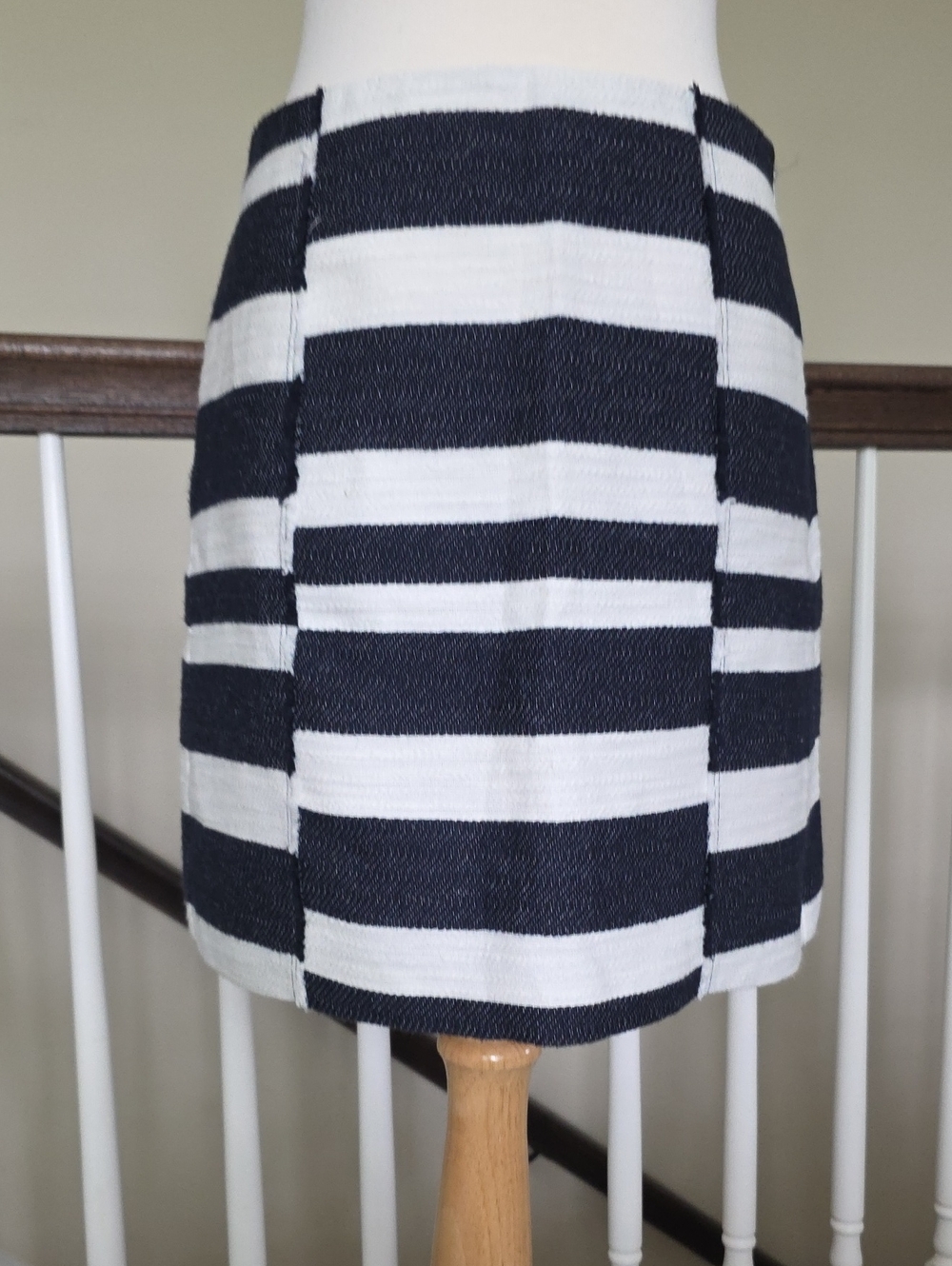 LOFT White Skirt with Navy Trim